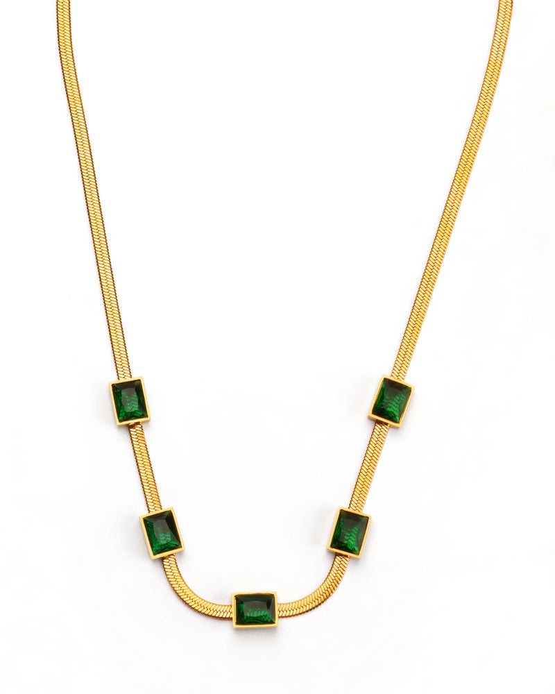 TAAHIRA Green Geometric Gold Necklace - Image 1